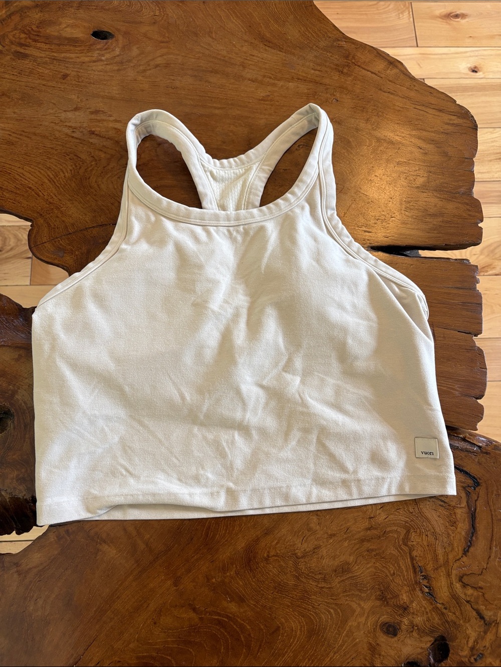 Vuori Cream Racerback Crop Sports Tank
